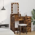 Miniatyrbillede 2 af 11: vidaXL Røget Eg Konstrueret Træ 50 x 41 x 140 cm Spejl Spejlbord