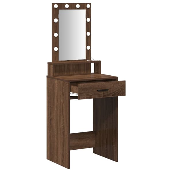 vidaXL Brun egetræ Træ 50 x 41 x 140 cm Spejl Sminkebord Rektangulær