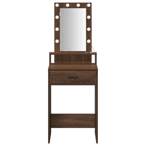 vidaXL Brun egetræ Træ 50 x 41 x 140 cm Spejl Sminkebord Rektangulær