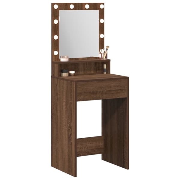 vidaXL Brune Egetræ Konstrueret træ 50 x 41 x 135 cm Spejl Sminkebord