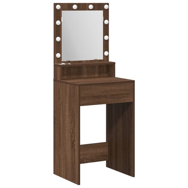 vidaXL Brune Egetræ Konstrueret træ 50 x 41 x 135 cm Spejl Sminkebord