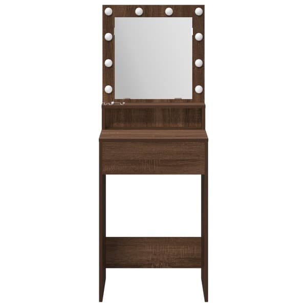 vidaXL Brune Egetræ Konstrueret træ 50 x 41 x 135 cm Spejl Sminkebord