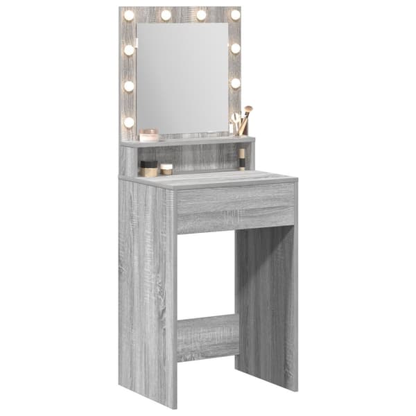 vidaXL Sminkebord med LED-lamper i Grå Sonoma - 50x41x135 cm