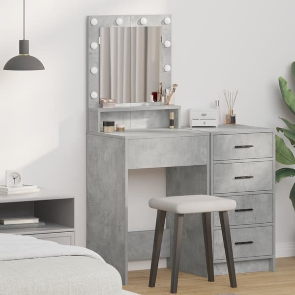 vidaXL Betonggrå MDF med betongeffekt 50 x 41 x 135 cm Sminkbord