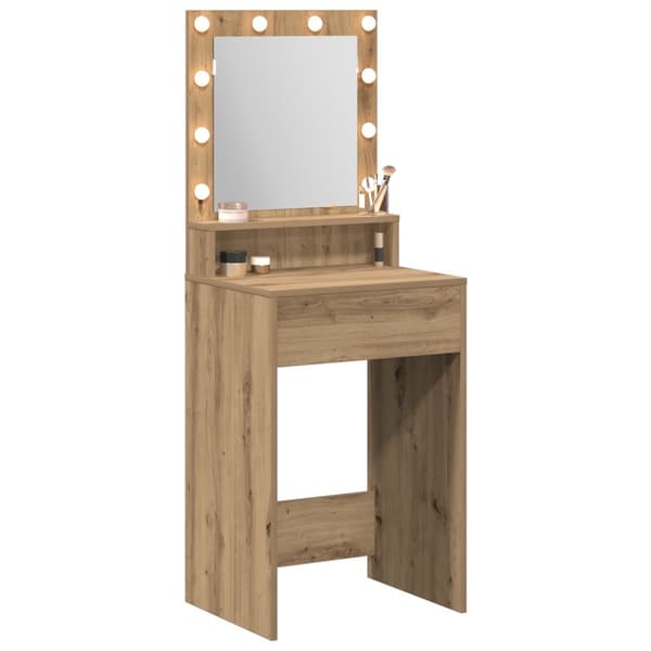 vidaXL Artisan ek Konstruerat trä 50 x 41 x 135 cm Spegel Sminkbord