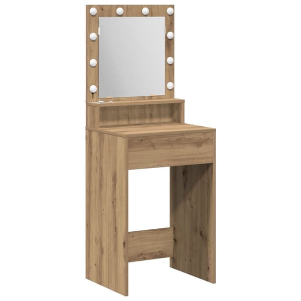 vidaXL Artisan ek Konstruerat trä 50 x 41 x 135 cm Spegel Sminkbord