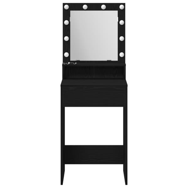 vidaXL Meikkipöytä LED-valoilla, Musta Tammi, 50x41x135 cm