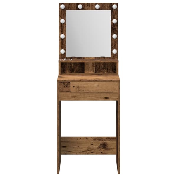 vidaXL Gammelt træ Træ og glas 50 x 41 x 135 cm Makeupbord