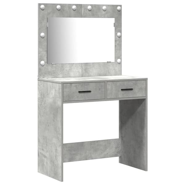 vidaXL Set med 3 Betonggrå MDF med betongfinish Medium Sminkbord