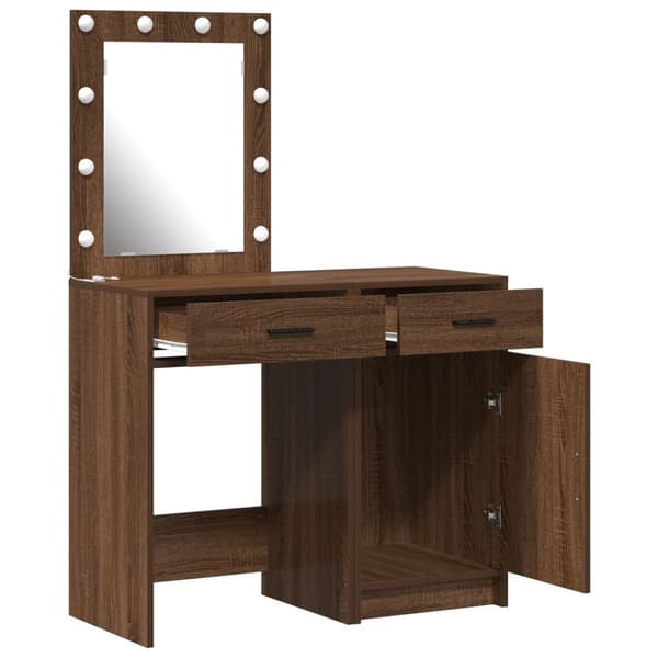 vidaXL Sæt af 2 Brun eg MDF Medium Spejl Vanity unit Rektangulær