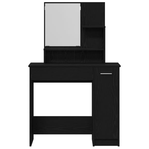 vidaXL Svart Eikebord med Speil - 86,5 x 35 x 136 cm