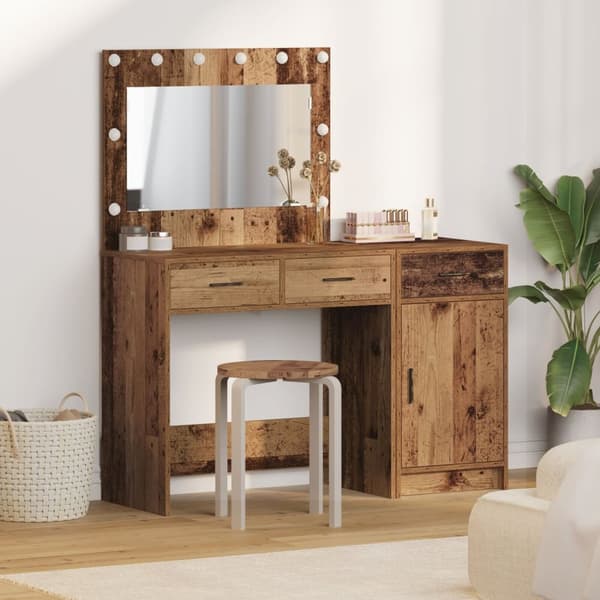 vidaXL Sæt af 2 Gammelt træ Træ Kompakt Hylder Dressing Table