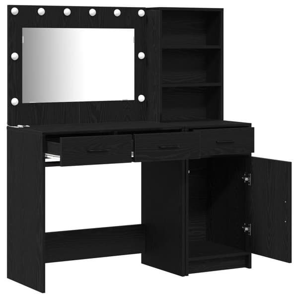 vidaXL Set med 2 Svart ek Spånskiva, Glas, Metall Standard Förvaring