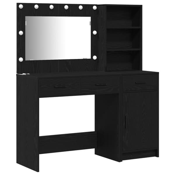 vidaXL Set med 2 Svart ek Spånskiva, Glas, Metall Standard Förvaring