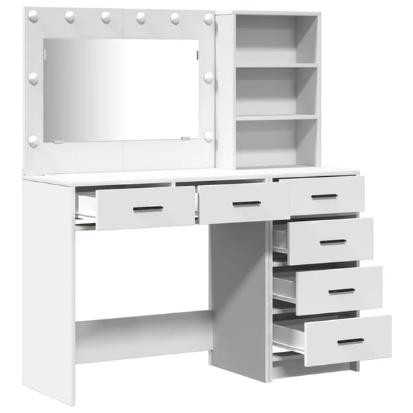 vidaXL Sæt af 2 Hvid Træ, glas Standard Spejl Moderne makeup højskab