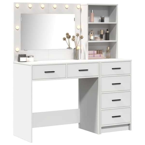 vidaXL Sæt af 2 Hvid Træ, glas Standard Spejl Moderne makeup højskab
