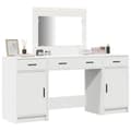 Miniatyrbild 3 av 11: vidaXL Set av 3 Vit MDF, Glas Kompakt Sminkbord Rektangulär