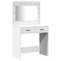 Miniatyrbild 4 av 11: vidaXL Set av 3 Vit MDF, Glas Kompakt Sminkbord Rektangulär
