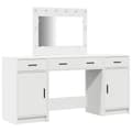 Miniatyrbild 7 av 11: vidaXL Set av 3 Vit MDF, Glas Kompakt Sminkbord Rektangulär