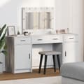 Miniatyrbild 2 av 11: vidaXL Set av 3 Vit MDF, Glas Kompakt Sminkbord Rektangulär