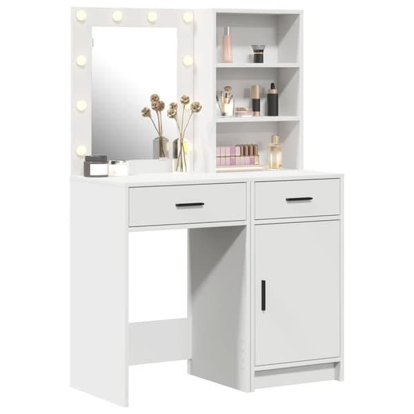 vidaXL Set med 2 Vit MDF Medium Sminkbord Rektangulärt Modern