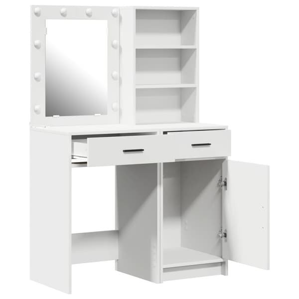 vidaXL Set med 2 Vit MDF Medium Sminkbord Rektangulärt Modern