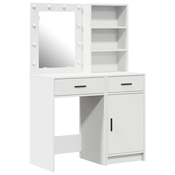 vidaXL Set med 2 Vit MDF Medium Sminkbord Rektangulärt Modern