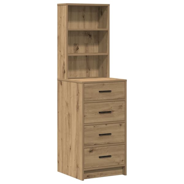 vidaXL Set om 3 Artisan ek Konstruerat trä, spegel Högskåp Rektangulär