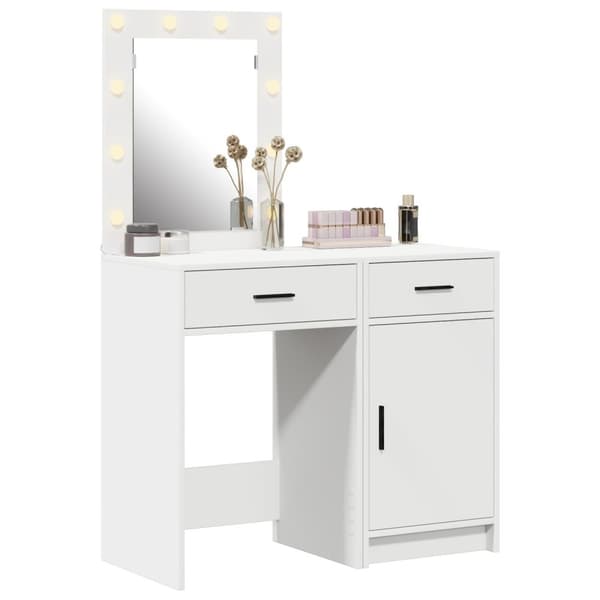 vidaXL Set om 2 Vitt MDF Medium Smyckebord Rektangulär Samtida