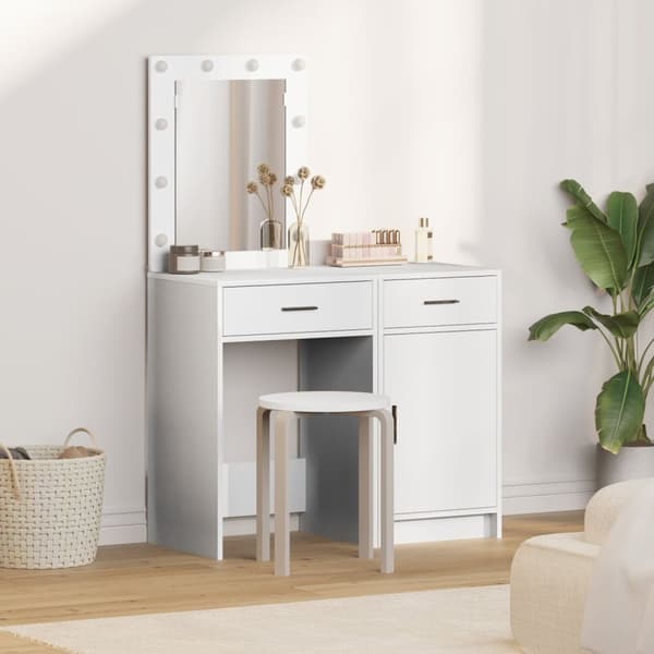 vidaXL Set om 2 Vitt MDF Medium Smyckebord Rektangulär Samtida