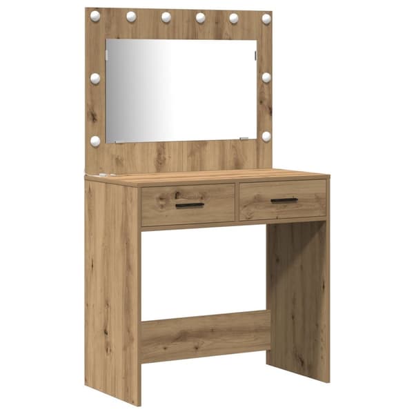 vidaXL Sæt af 3 Artisan egetræ spånplader, glas, metal Standard