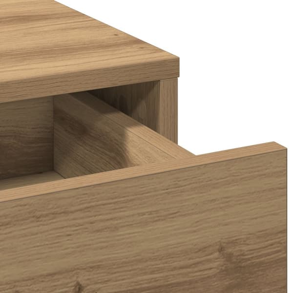 vidaXL Sæt af 3 Artisan egetræ spånplader, glas, metal Standard