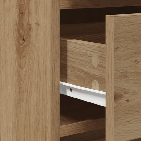 vidaXL Sæt af 3 Artisan egetræ spånplader, glas, metal Standard