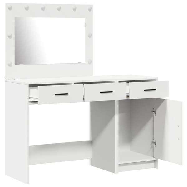 vidaXL Sæt af 2 Hvid MDF Medium Spejl Dressingbord Rektangulært