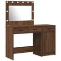 Miniatyrbillede 7 af 11: vidaXL Sæt af 2 Brun egetræ MDF og glas Medium Makeupbord