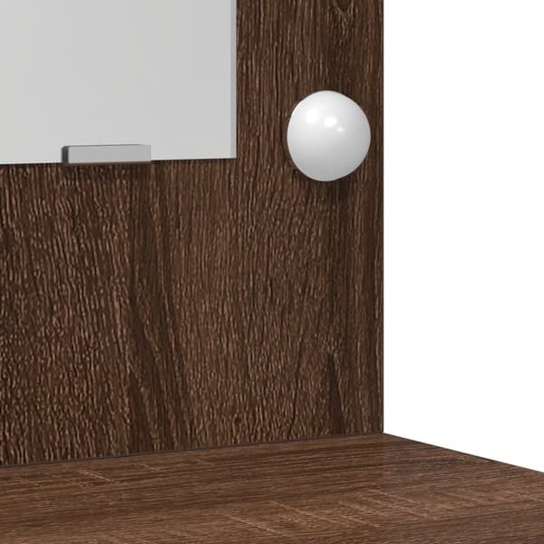 vidaXL Sæt af 2 Brun egetræ MDF og glas Medium Makeupbord