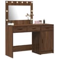 Miniatyrbillede 1 af 11: vidaXL Sæt af 2 Brun egetræ MDF og glas Medium Makeupbord