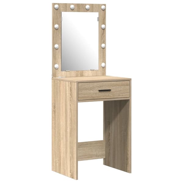 vidaXL 2-osanen Meikkipöytäsetti LED-valolla, Sonoma Tammi, Kyllästetty Puu