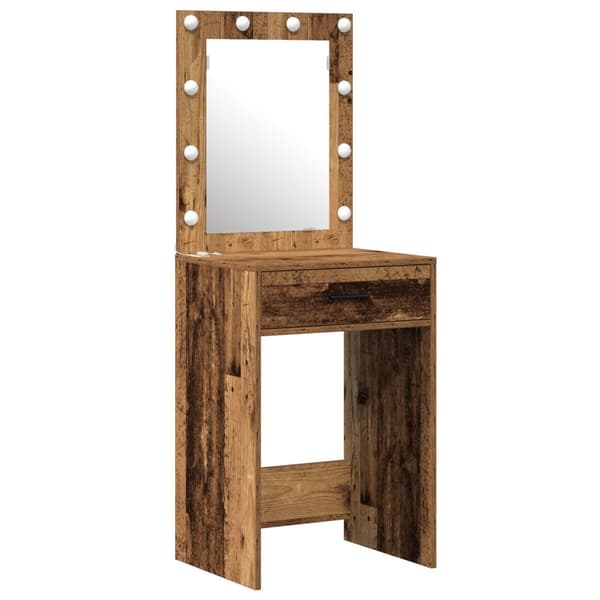 vidaXL 2-delt sminkebordsett med LED i gammel tre finish