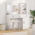 Miniatyrbild 2 av 11: vidaXL Set om 2 Vit Trä Medium Sminkbord Rektangulärt Samtida