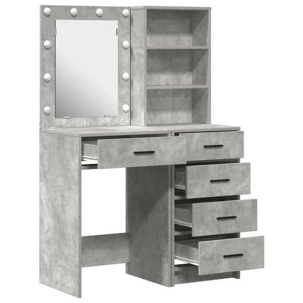 vidaXL Set med 2 Betonggrå MDF, betong Standard Betonghighboard