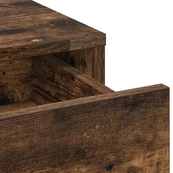 vidaXL Sæt på 3 Røget egetræ MDF, glas Stor Opbevaring Makeupbord