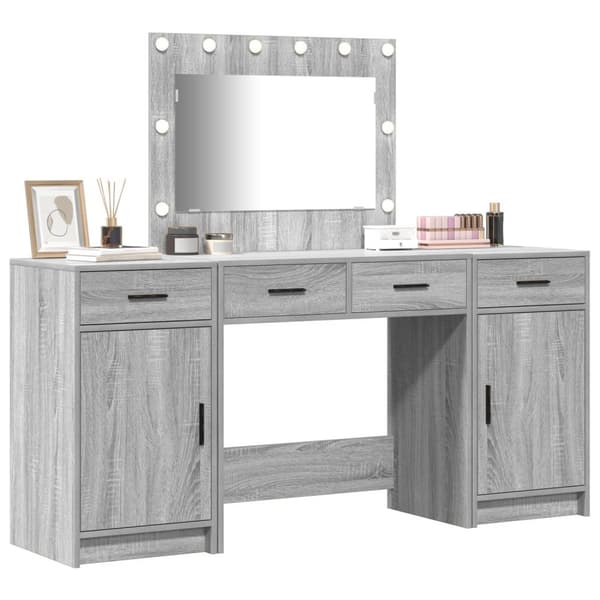 vidaXL Sæt af 3 Grå sonoma Spånplade, MDF Standard Dressing Table