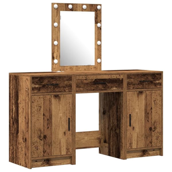 vidaXL Sæt af 3 Gammelt træ Træ Kompakt Dressing Table Rektangulær