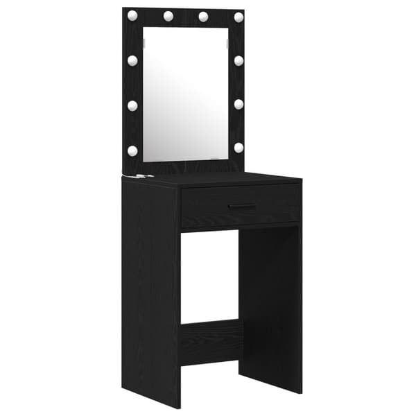 vidaXL Sæt af 3 Sort eg MDF Medium Spejl Makeupbord Rektangulær