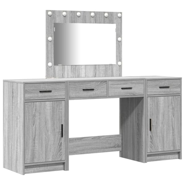 vidaXL 3-delt Dressingbord Set med LED Grå Sonoma Konstruert Tre