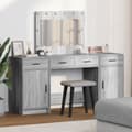 Miniatyrbilde 2 av 11: vidaXL 3-delt Dressingbord Set med LED Grå Sonoma Konstruert Tre