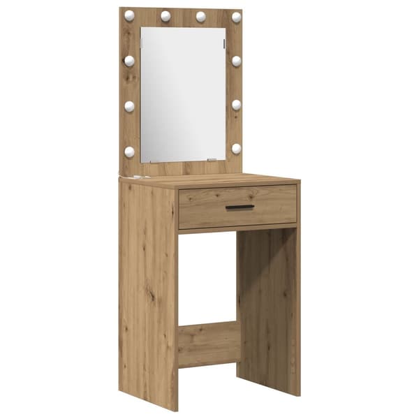 vidaXL 2-osainen Meikkipöytä Setti LED-valolla, Artisan Tammi, Tekninen Puu