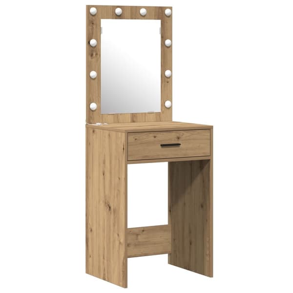 vidaXL Set med 3 Artisan ek Konstruerat trä, säkerhetsglas Sminkbord