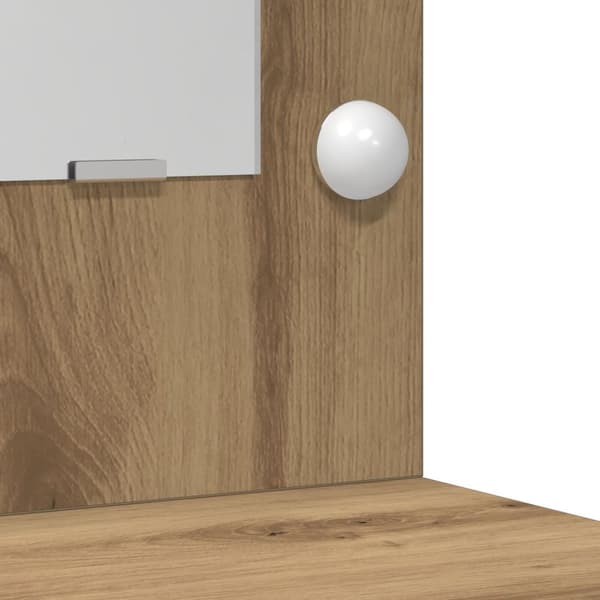 vidaXL Set med 3 Artisan ek Konstruerat trä, säkerhetsglas Sminkbord